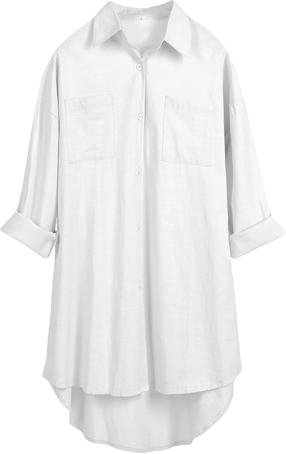 Bianstore Women's Oversized Linen Shirts Blouses Tops Long Sleeve High Low Button Up Shirts