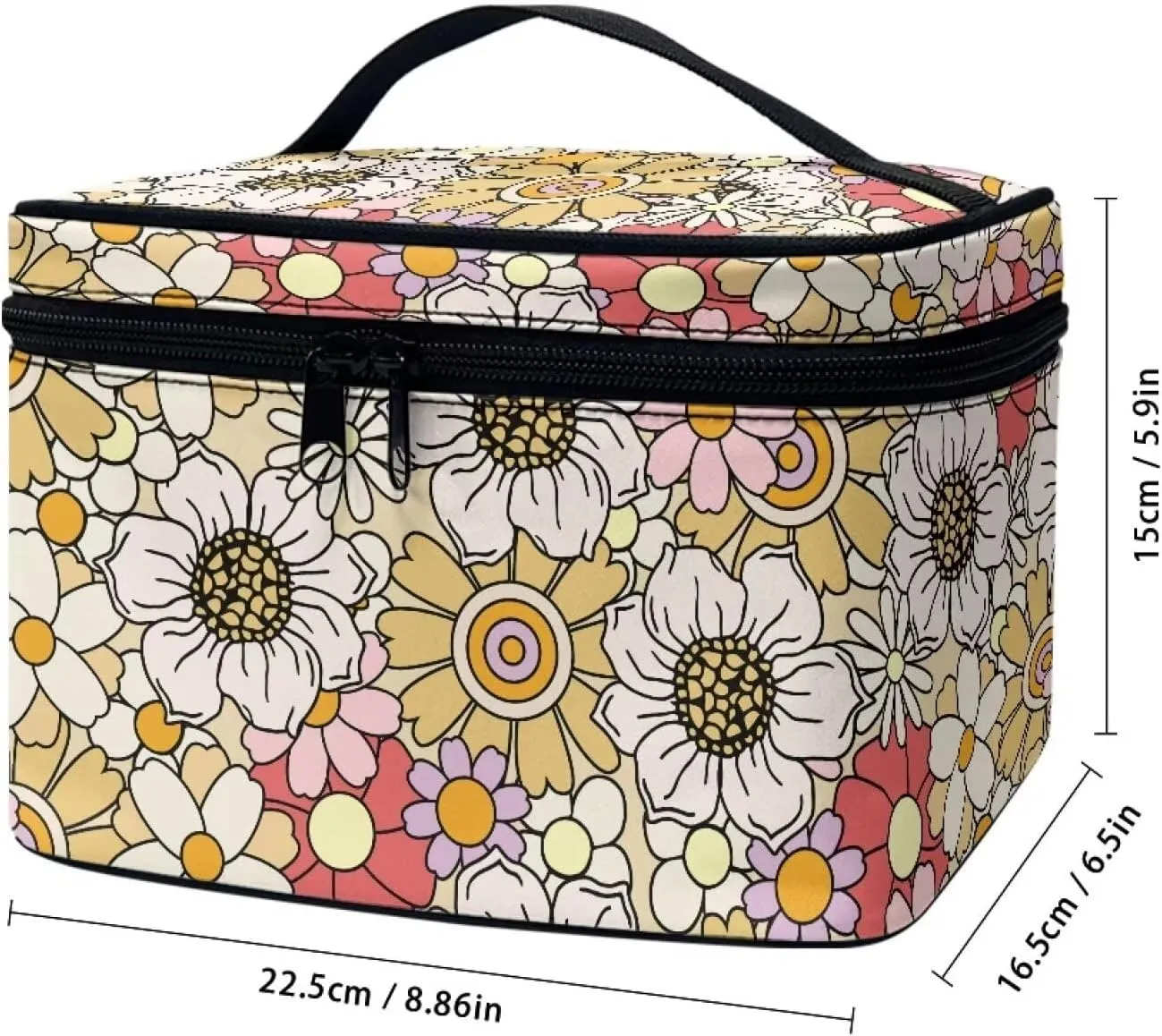 Big Floral Travel Cosmetic Cases Make Up Organizer Toiletry Bags Cute Makeup Bag Small Travel Cosmetic Bags for Women Teen Girls Unique Valentine's Day Birthday Gifts for Women