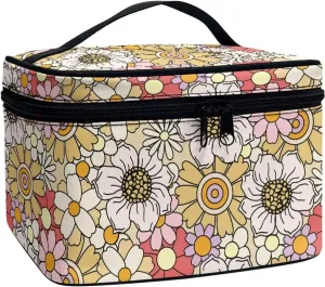 Big Floral Travel Cosmetic Cases Make Up Organizer Toiletry Bags Cute Makeup Bag Small Travel Cosmetic Bags for Women Teen Girls Unique Valentine's Day Birthday Gifts for Women