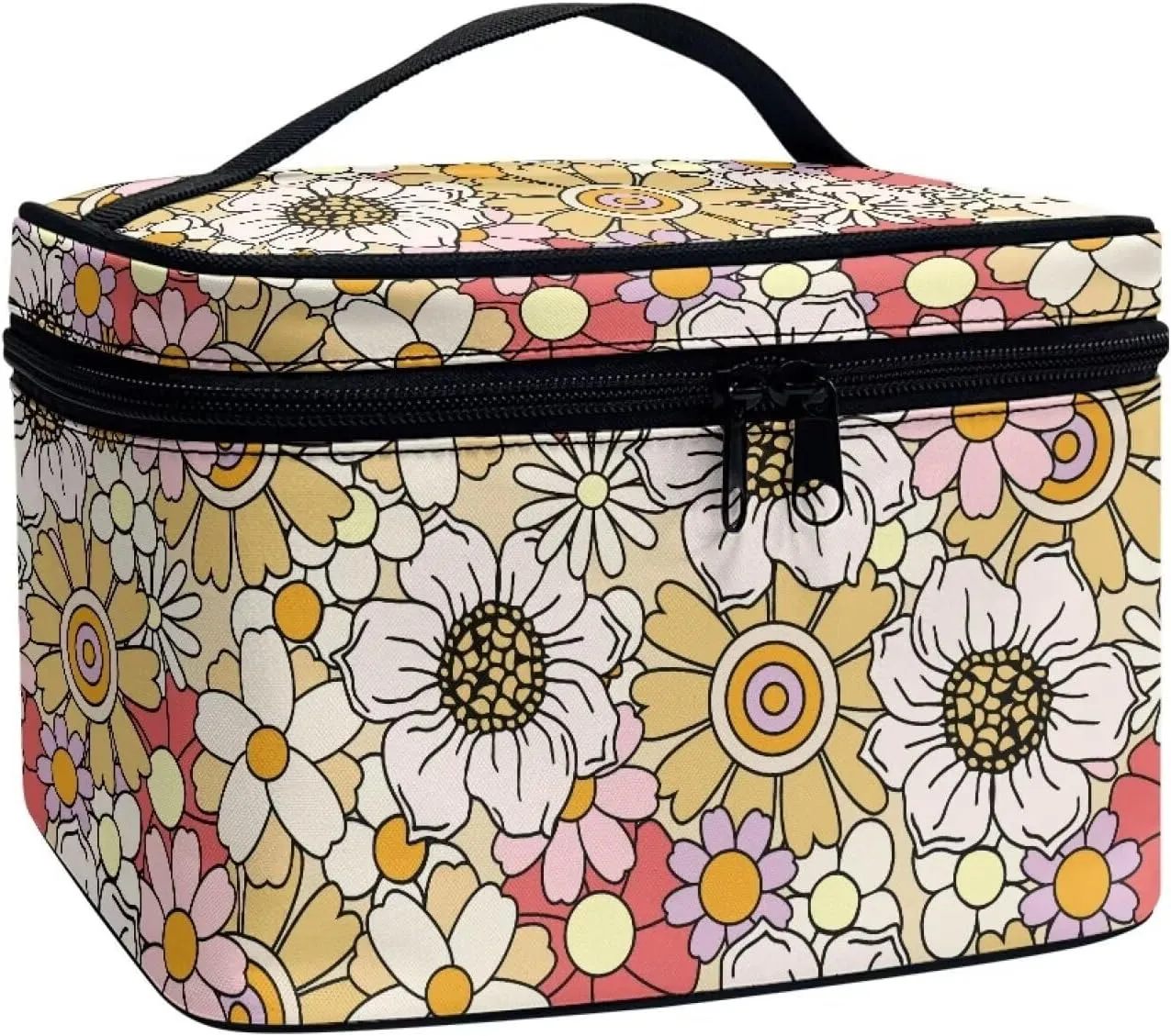 Big Floral Travel Cosmetic Cases Make Up Organizer Toiletry Bags Cute Makeup Bag Small Travel Cosmetic Bags for Women Teen Girls Unique Valentine's Day Birthday Gifts for Women