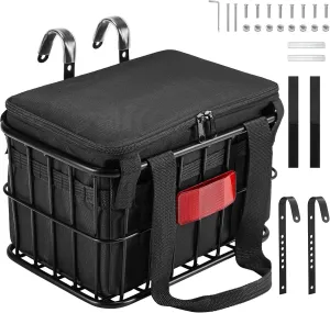 Bike Basket Front for Men & Women, Large Bicycle Front Basket for Adult Bikes with Removable Liner Bag, Heavy Metal Bike Cargo Basket for Ebike, Electric Bike, Mountain Bike, City Bike, Cruiser