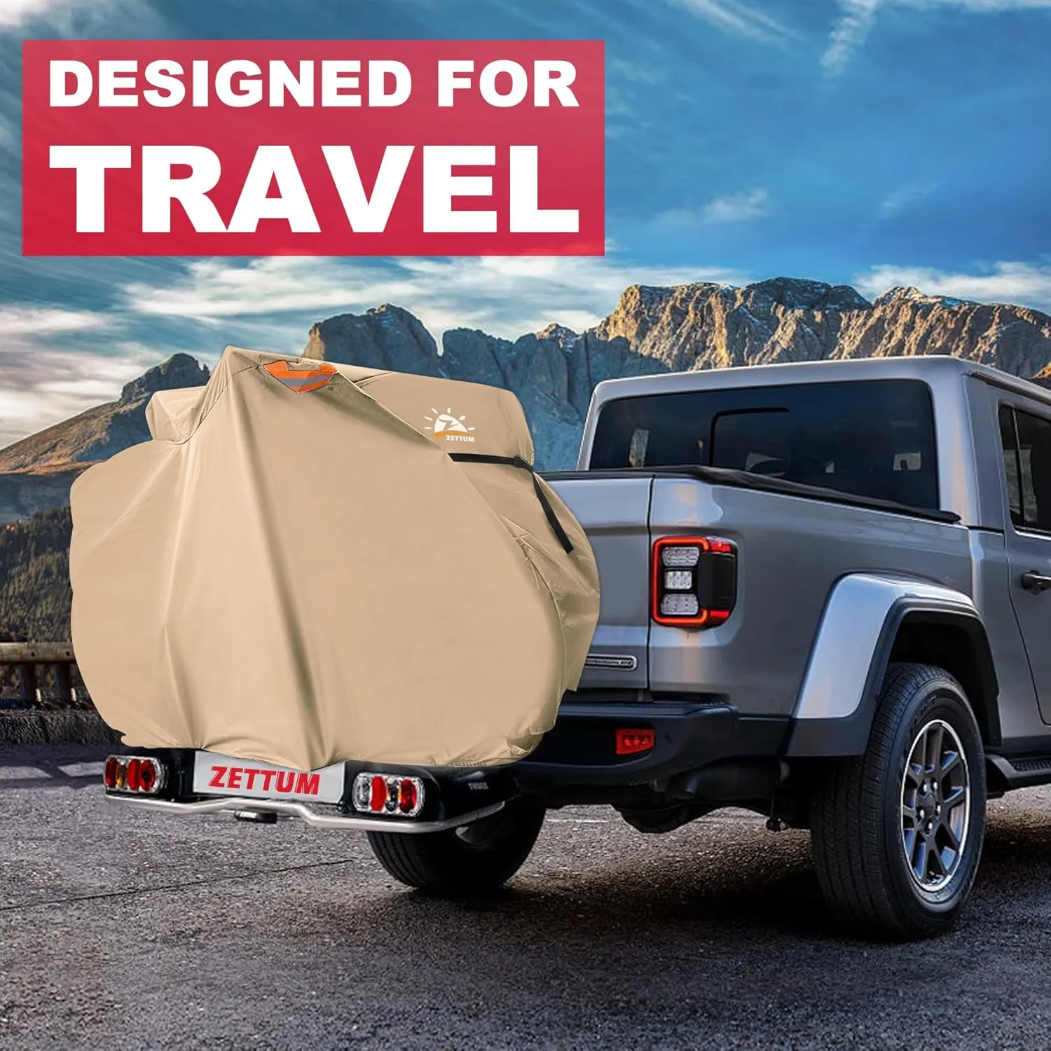 Bike Cover for Transport 3 Bikes - Outdoor Bike Covers for 3 Bikes on Rear Bike Rack Transport Waterproof Heavy Duty, 600D Bicycle Rack Cover for 3 Bikes on Car Hitch Travel Storage