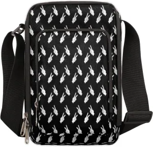 Black And White Gestures Crossbody Bag Small Sling Bag for Women and Men with Adjustable Shoulder Strap and Zipper Waterproof Fanny Pack for Working Traveling Hiking
