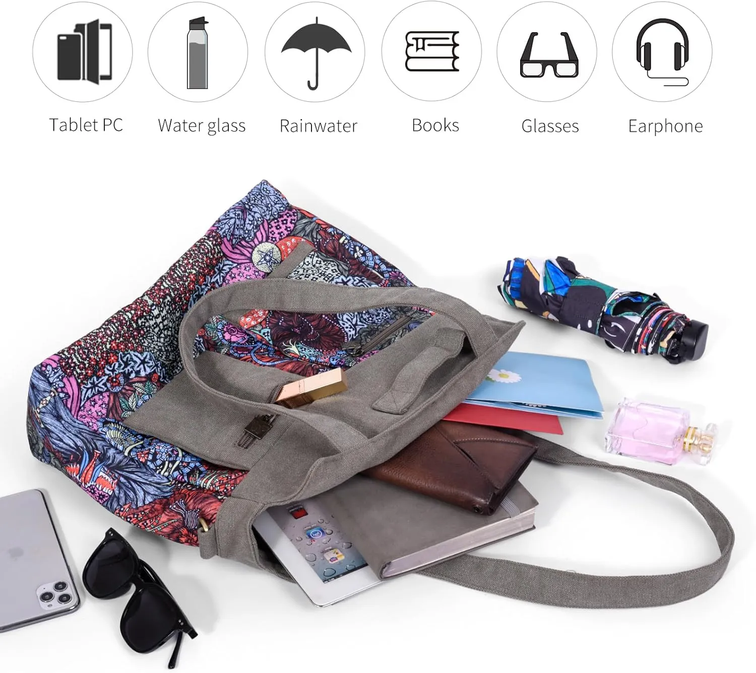 Black Butterfly boho series Large capacity canvas Personalized printing crossbody sling backpack， women tote handbags