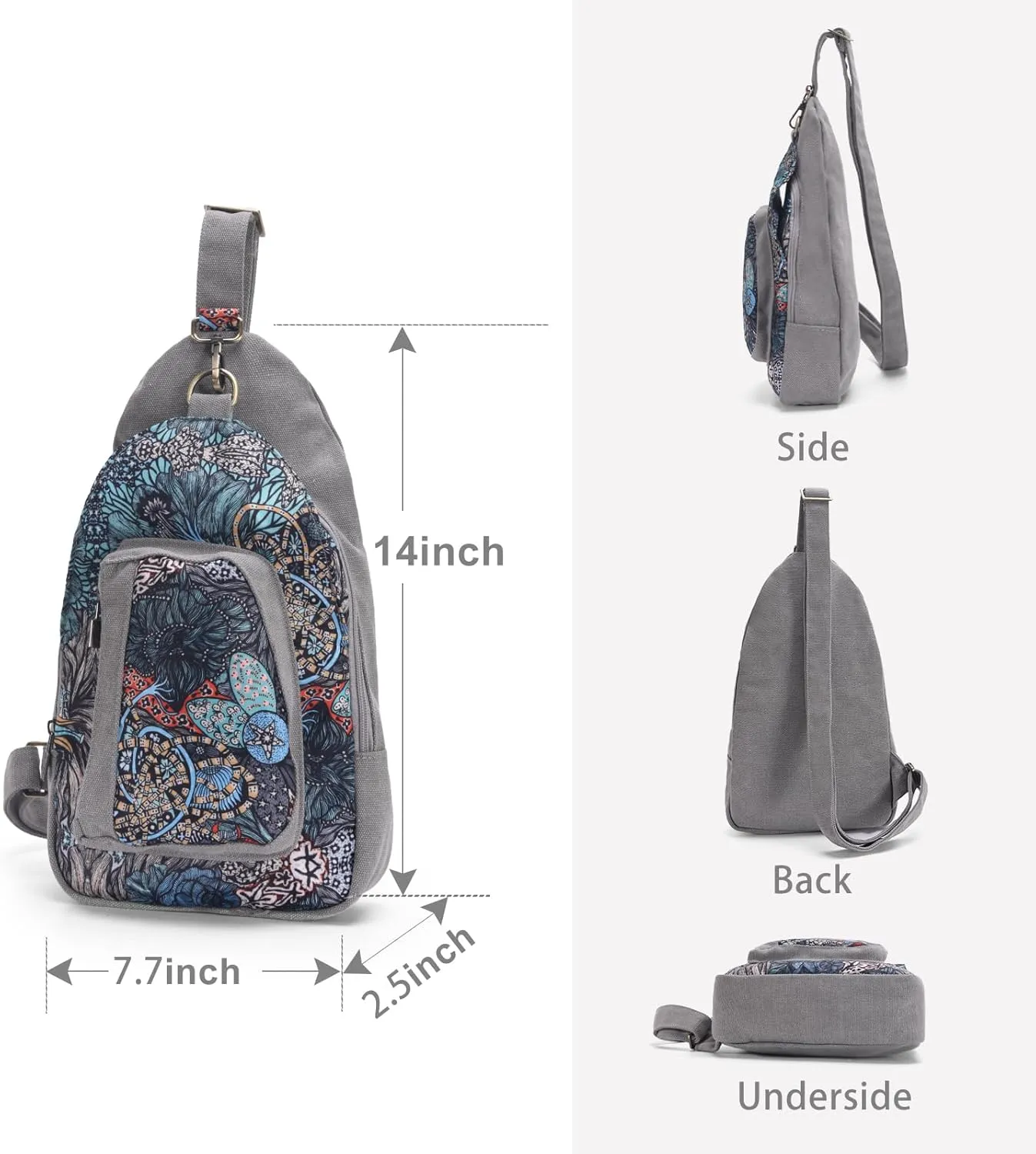 Black Butterfly Canvas Chest Bag, Small Chest Pack, Crossbody Bag for Travel, Inclined Shoulder Bag