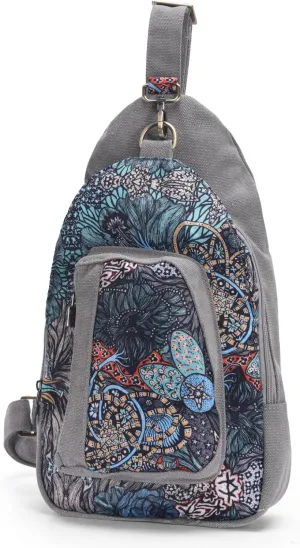 Black Butterfly Canvas Chest Bag, Small Chest Pack, Crossbody Bag for Travel, Inclined Shoulder Bag