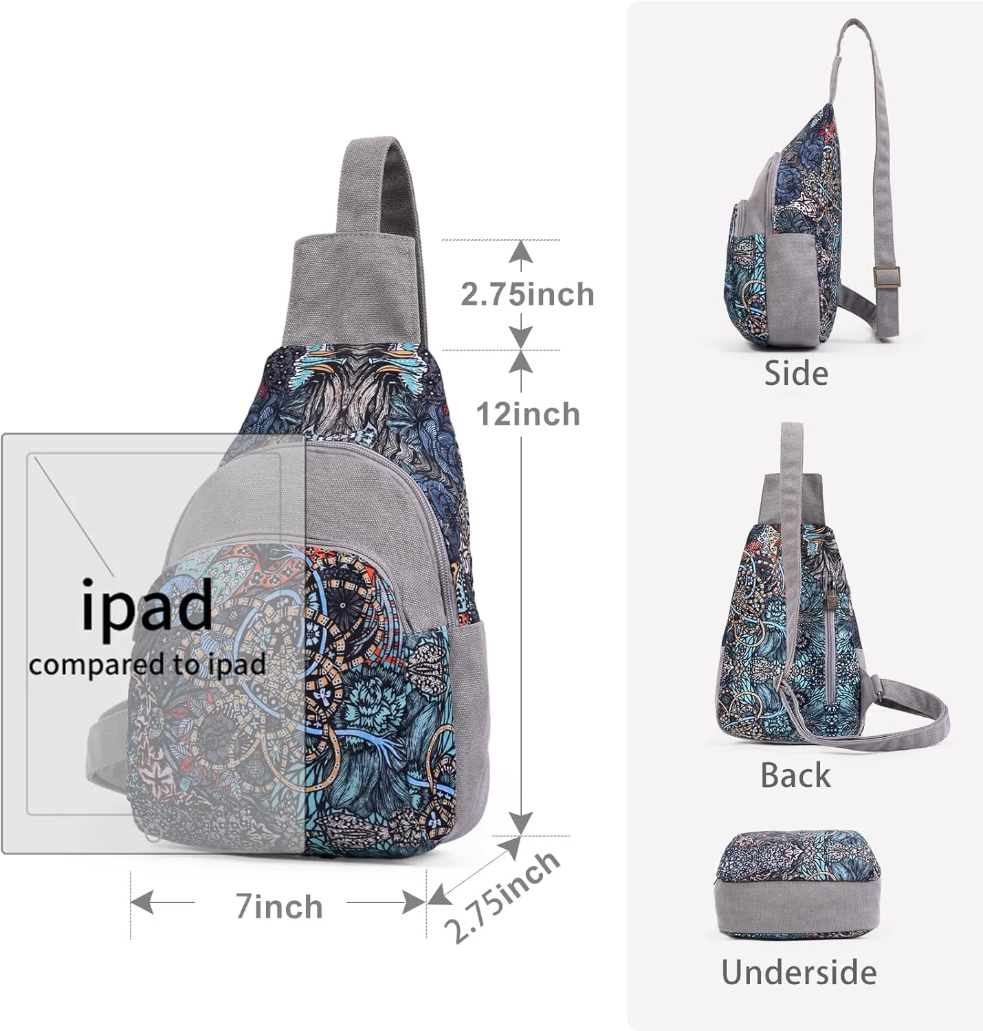 Black Butterfly Premium Canvas Chest Bag, Crossbody Shoulder Bag, Chest Pack for Fashion and Small