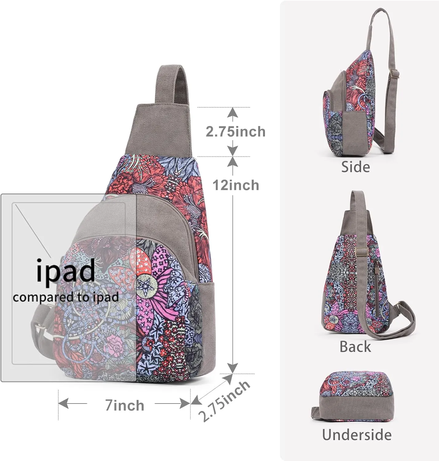 Black Butterfly Premium Canvas Chest Bag, Crossbody Shoulder Bag, Chest Pack for Fashion and Small