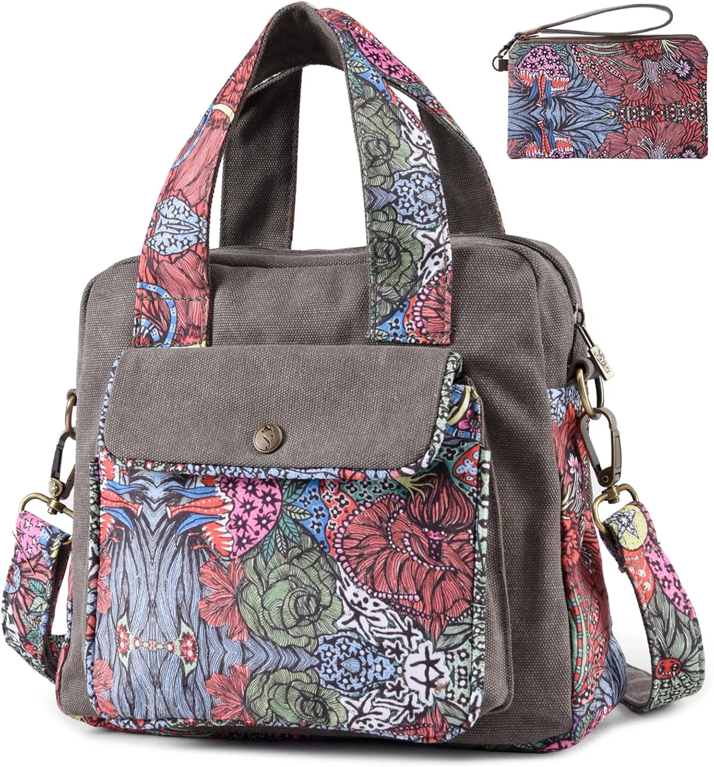 Black Butterfly Premium Canvas Shoulder Bag, Top Handle for Women, Lightweight Handbag, Small Style Crossbody