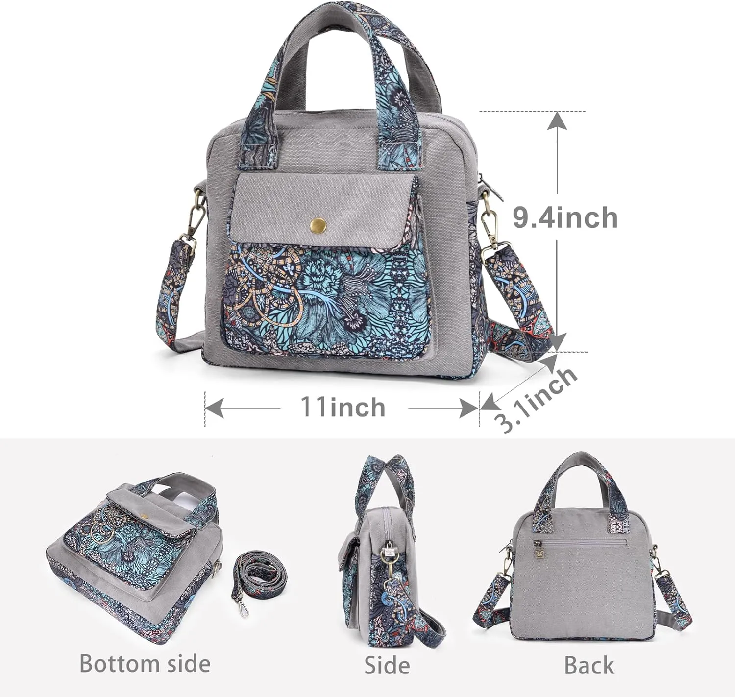 Black Butterfly Premium Canvas Shoulder Bag, Top Handle for Women, Lightweight Handbag, Small Style Crossbody