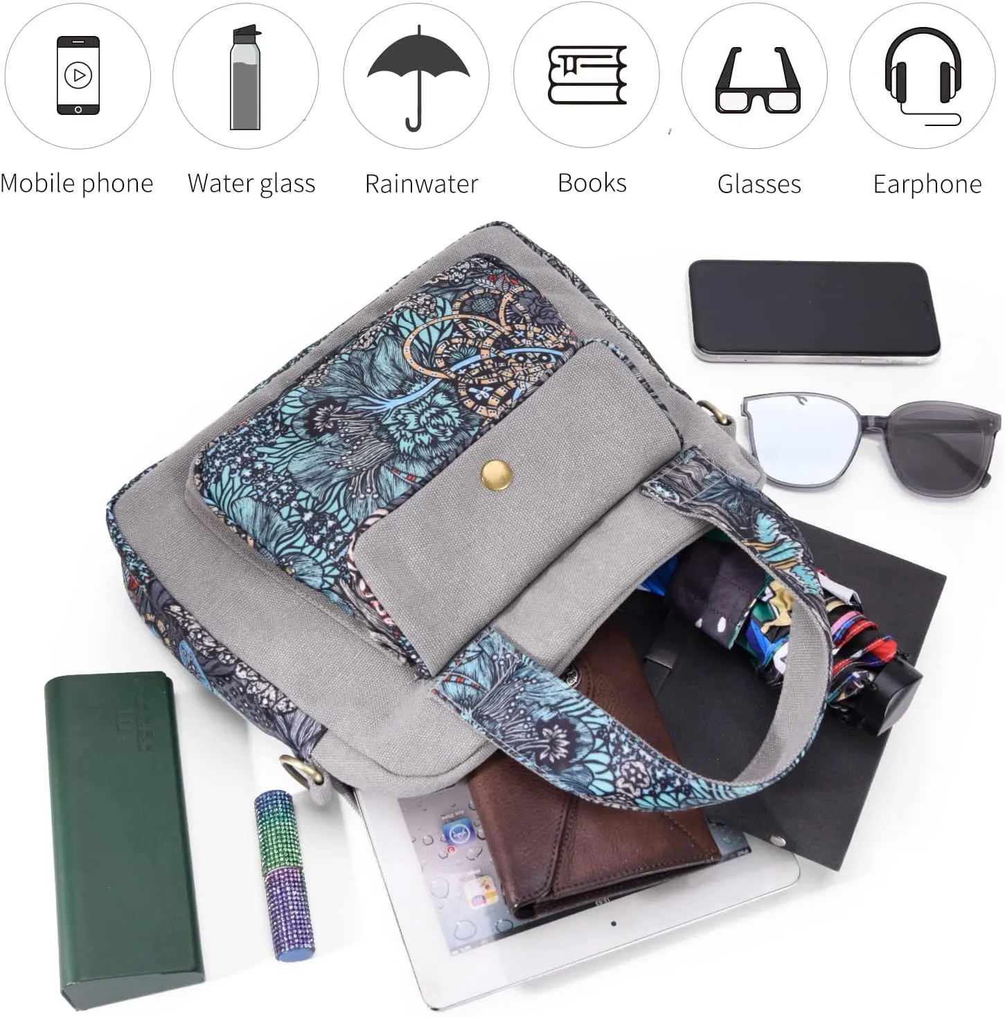 Black Butterfly Premium Canvas Shoulder Bag, Top Handle for Women, Lightweight Handbag, Small Style Crossbody