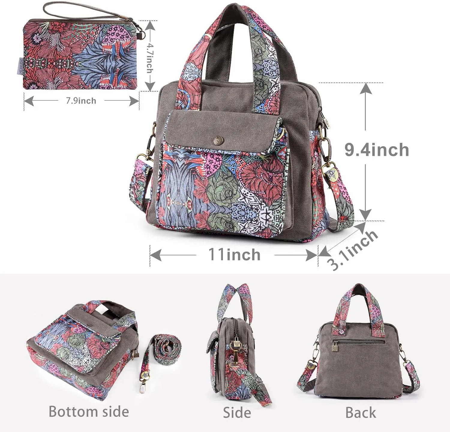 Black Butterfly Premium Canvas Shoulder Bag, Top Handle for Women, Lightweight Handbag, Small Style Crossbody
