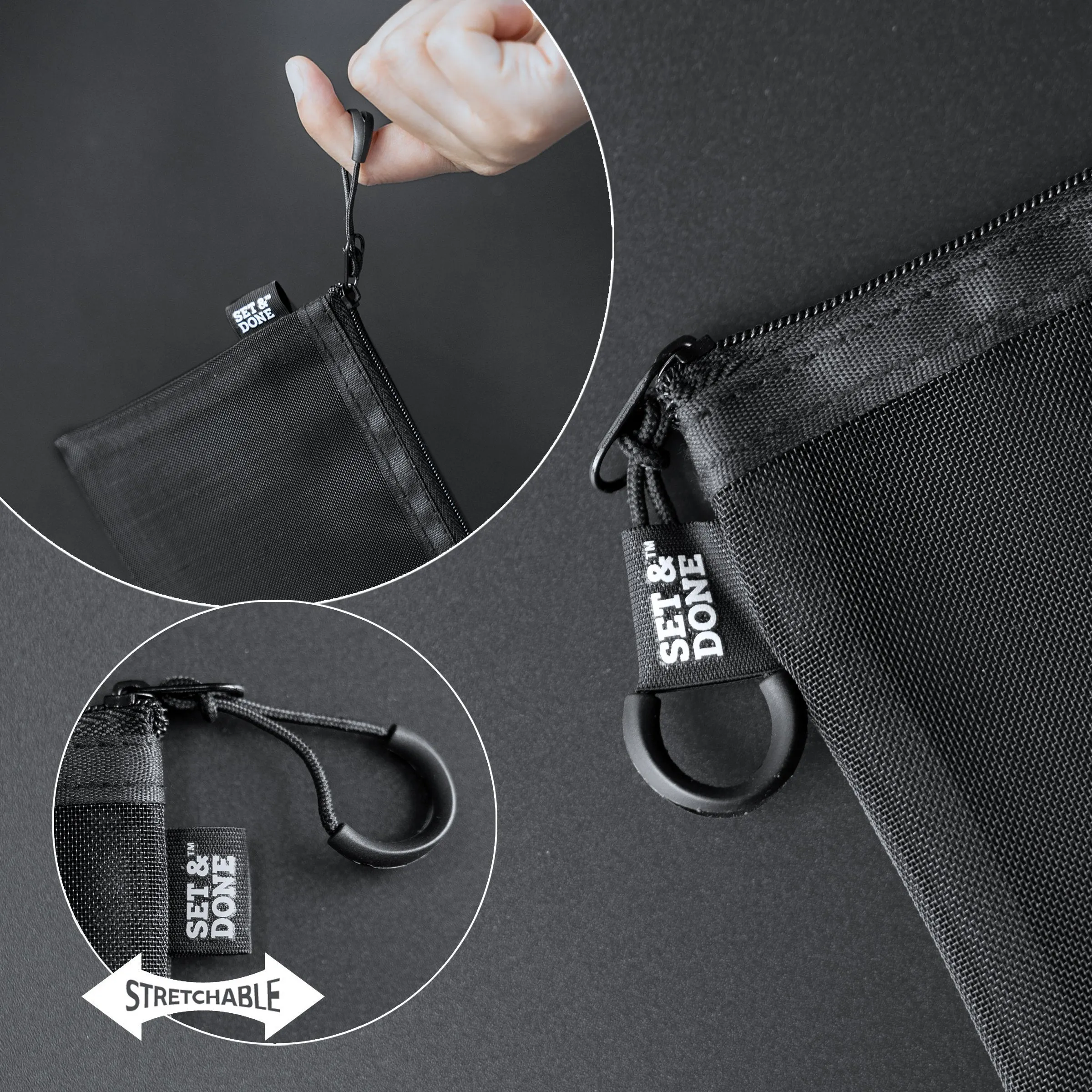 Black Grey Personalize Zip Pouch (Pack of 6)