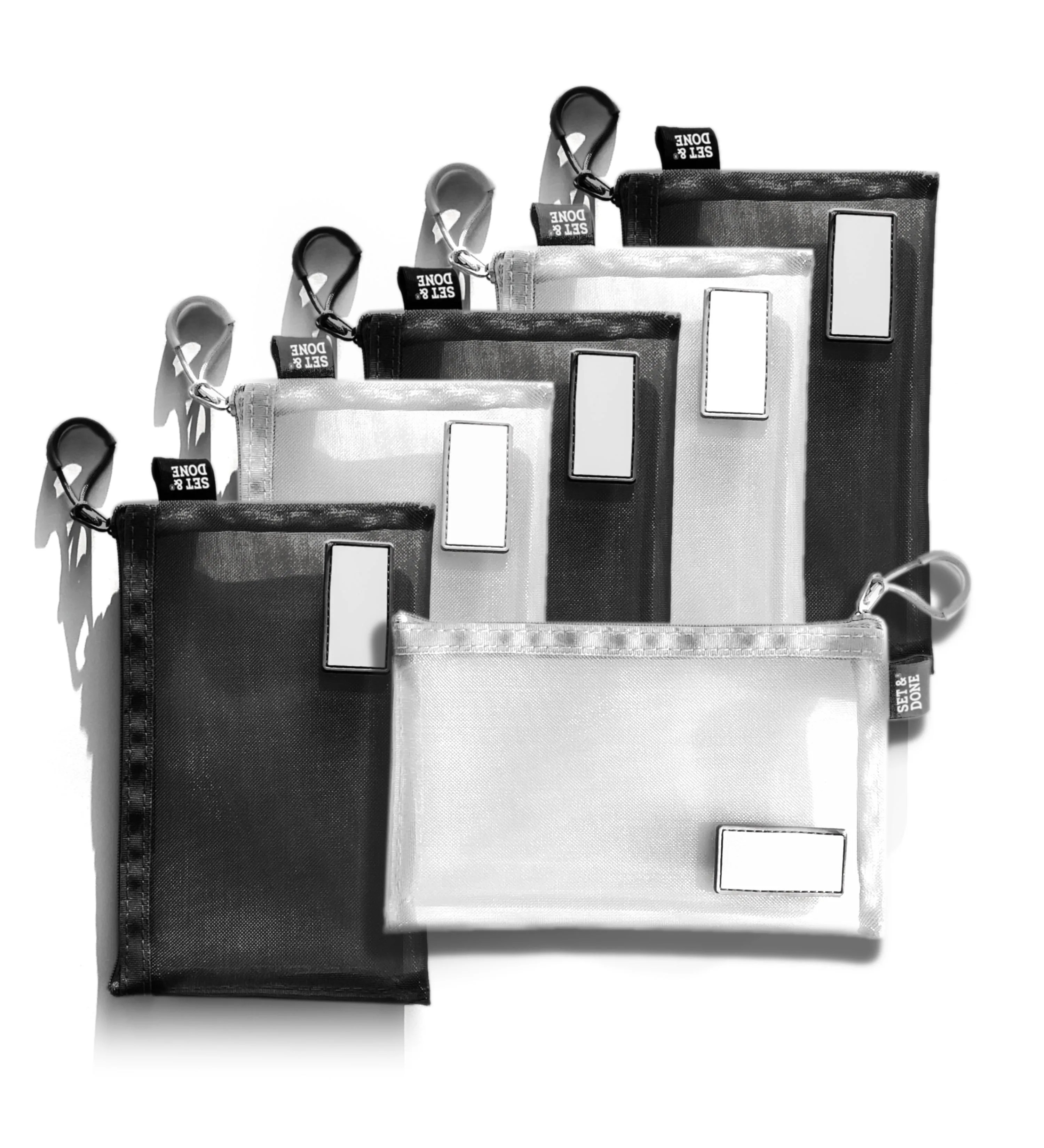 Black Grey Personalize Zip Pouch (Pack of 6)