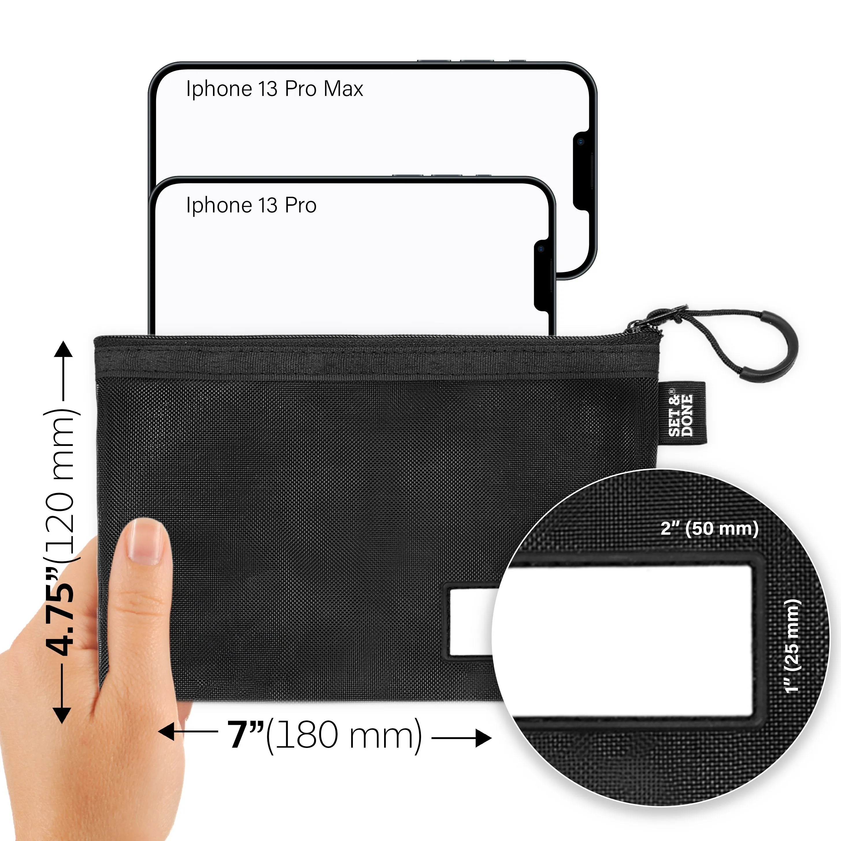 Black Grey Personalize Zip Pouch (Pack of 6)