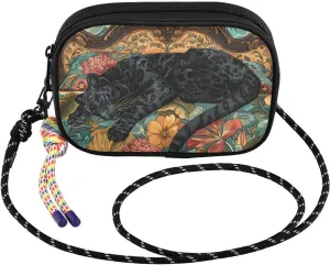 Black Leopard Bed Crossbody Bag for Women Cell Phone Purses Women's Small Shoulder Handbags Wallet Purse with Strap