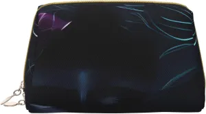 Black Mystery Portable Cosmetic Bag, Travel Cosmetic Bag, Unisex, Zipper Closure, Suitable For Daily Use
