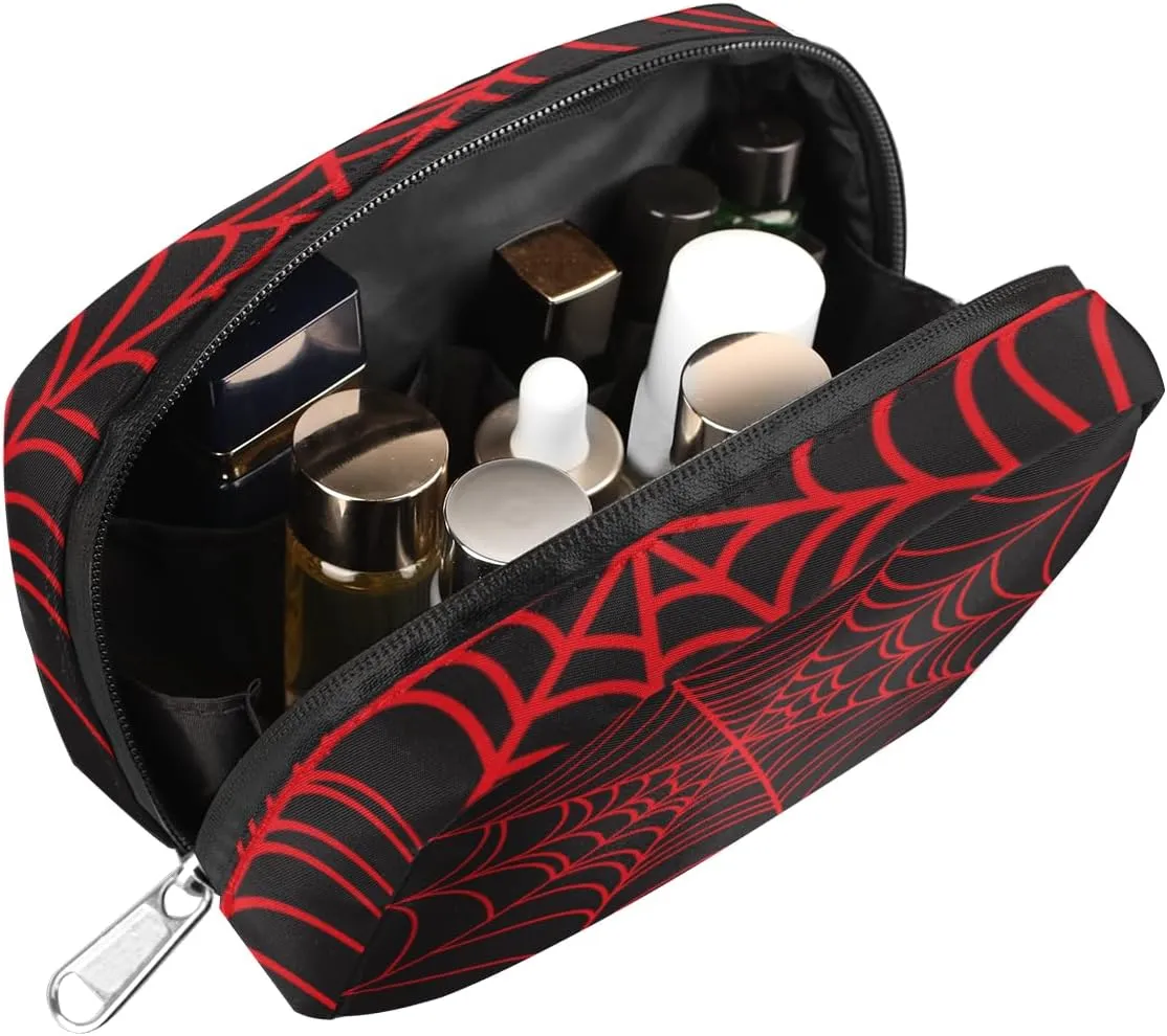Black Spider Web Travel Toiletry Bag for Boys Men, Waterproof Small Dopp Kit for Women, Shaving Bag with Large Capacity for Travel,Sports Shower