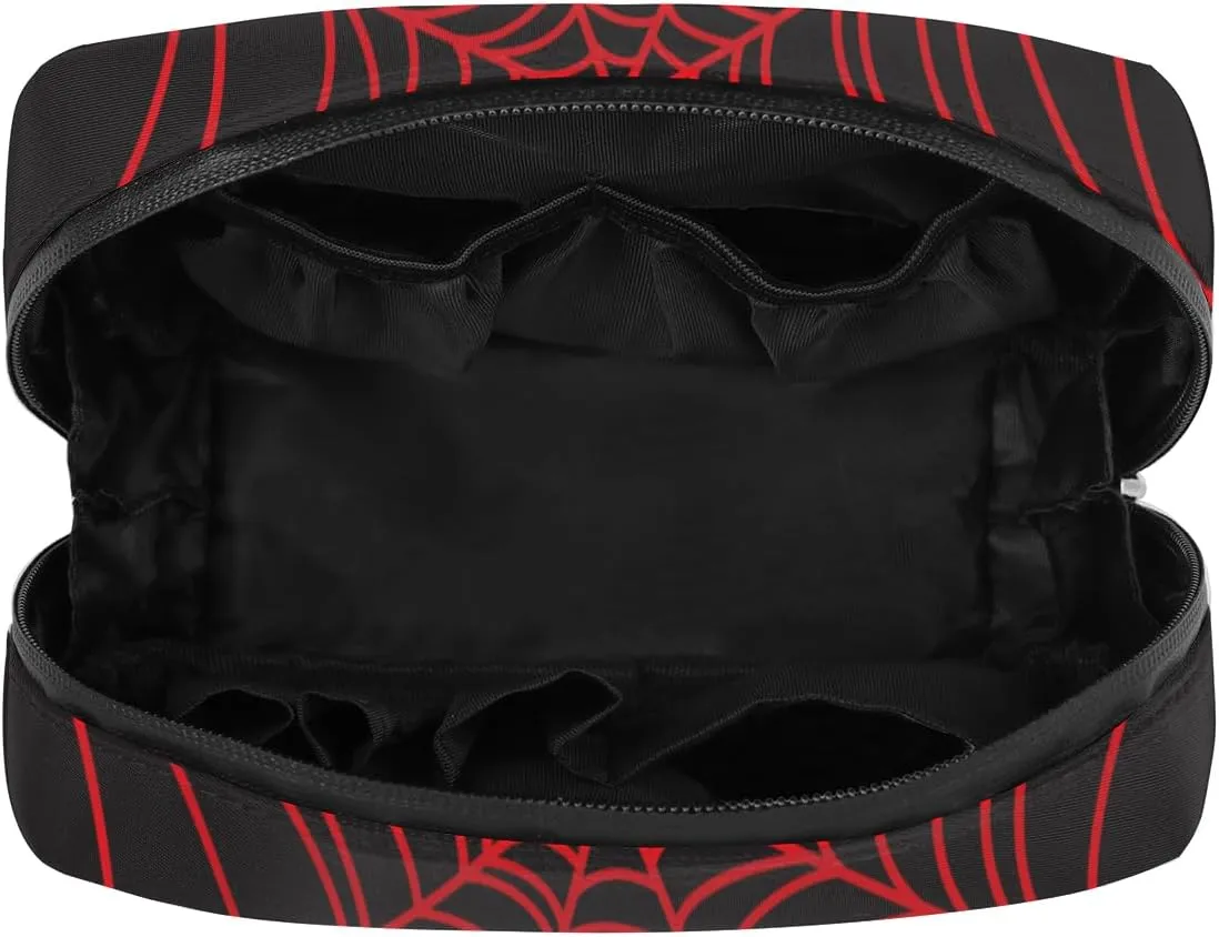 Black Spider Web Travel Toiletry Bag for Boys Men, Waterproof Small Dopp Kit for Women, Shaving Bag with Large Capacity for Travel,Sports Shower