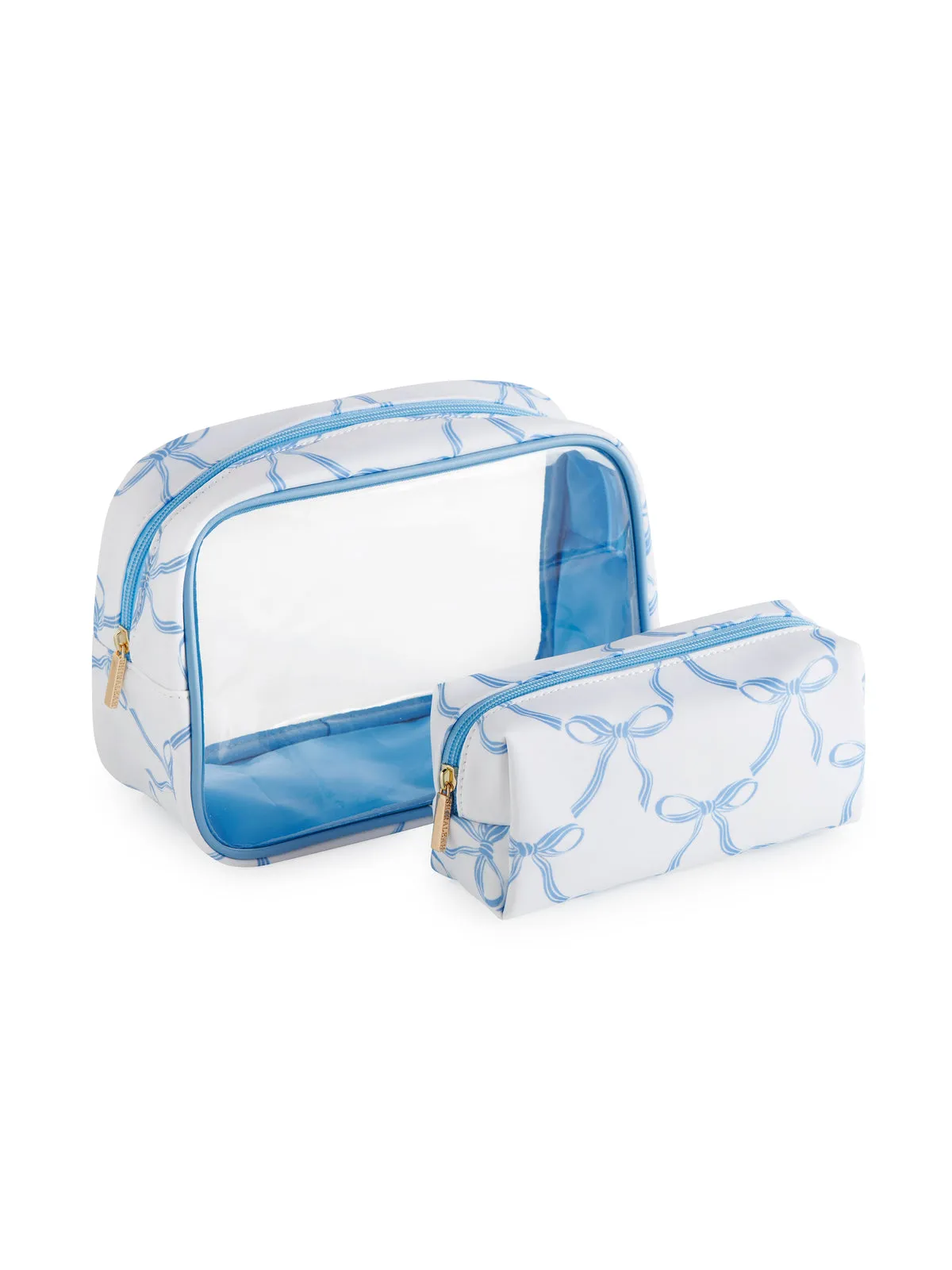 Blue & White Bow Cosmetic Cases, Set of 2