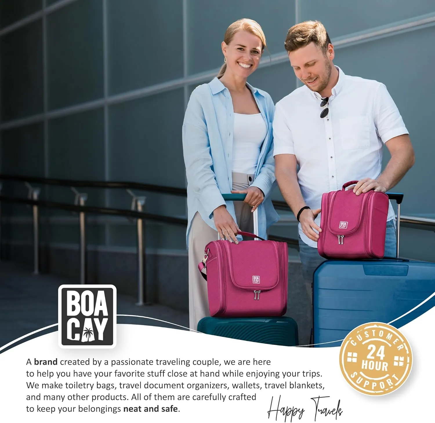 BOACAY Extra Large Hanging Travel Toiletry Bag for Women and Men, Makeup Bag, Bathroom & Shower Organizer Kit for Accessories, Cosmetics, Essentials
