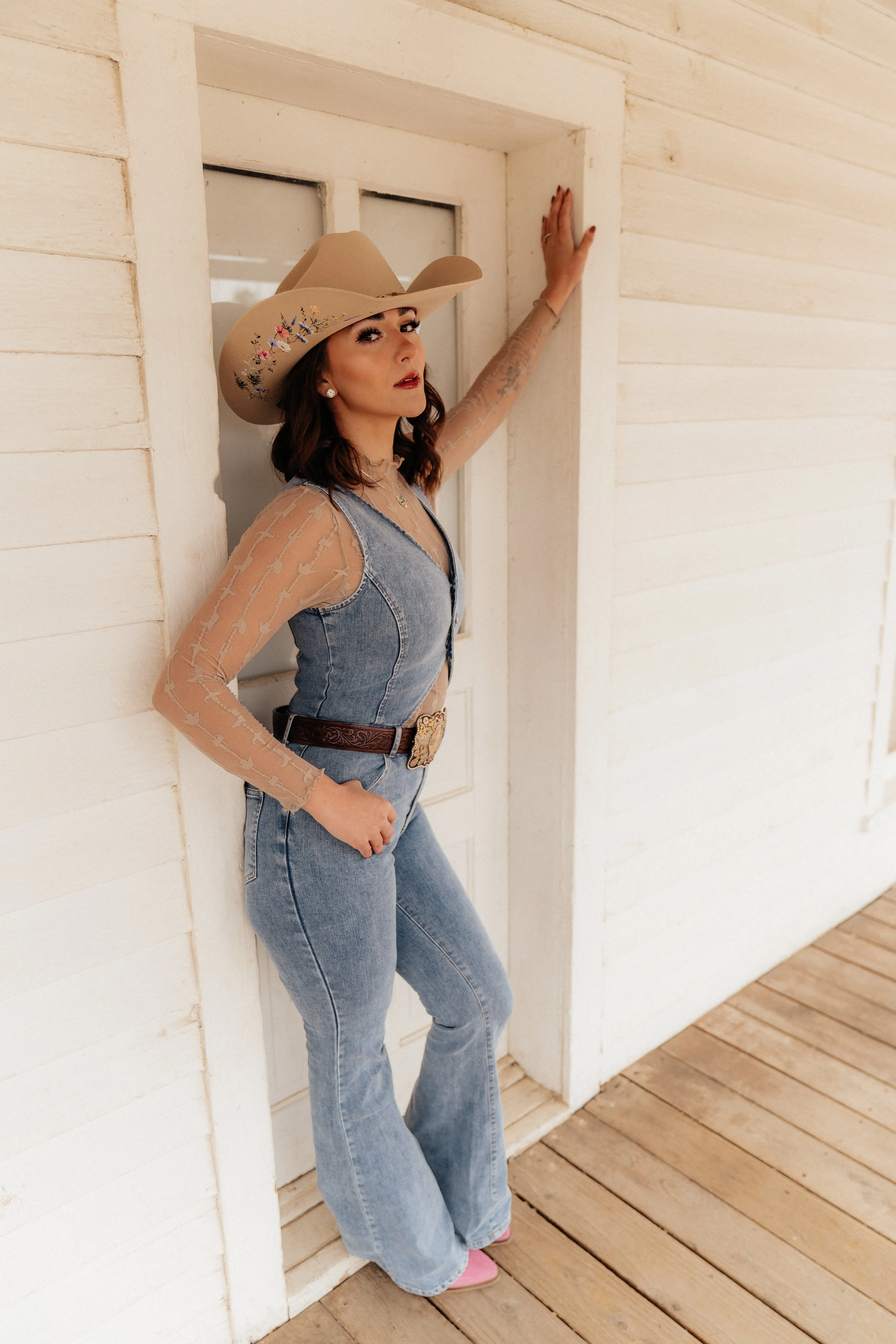 Boho Bootcut Demin Jumpsuit