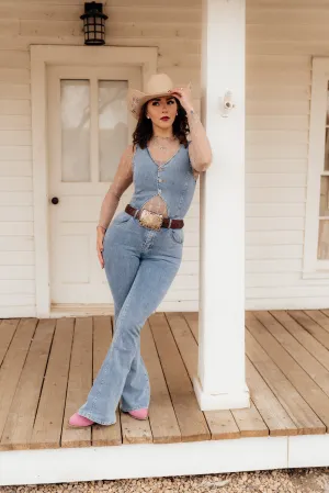 Boho Bootcut Demin Jumpsuit