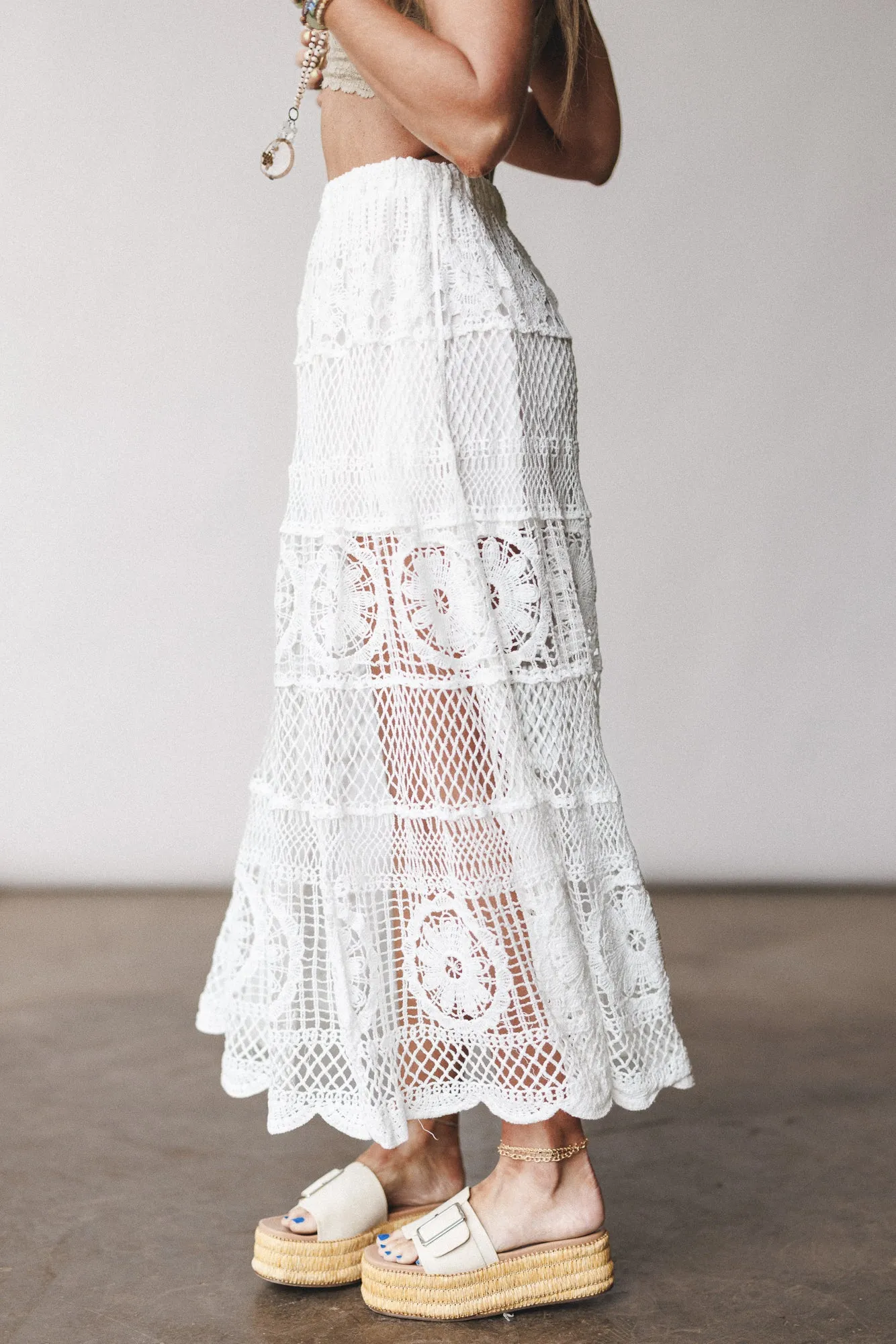 Boho Canyon Crochet Skirt - White