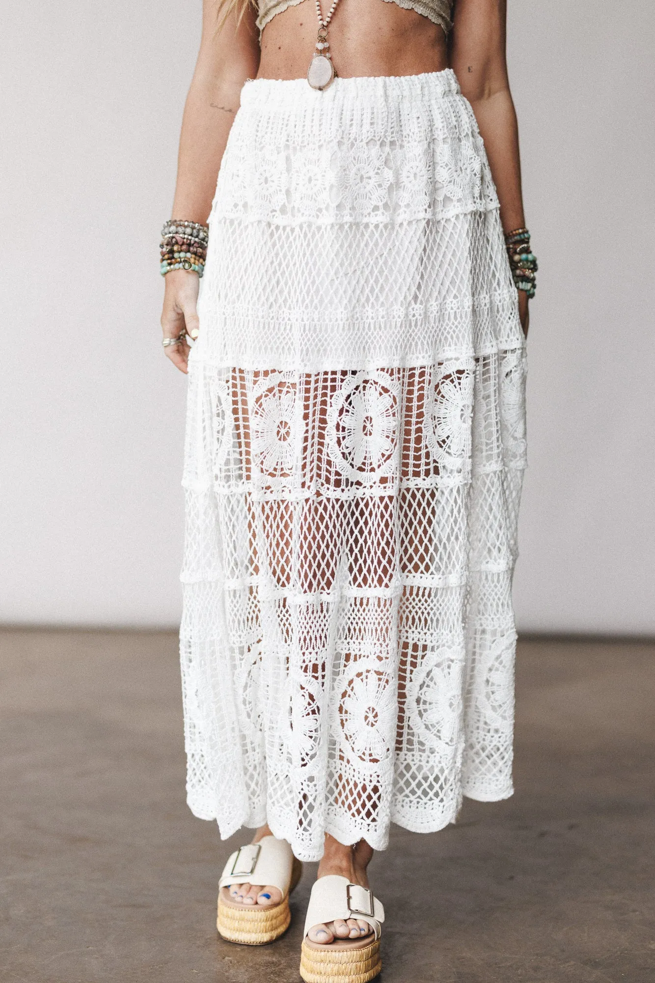 Boho Canyon Crochet Skirt - White