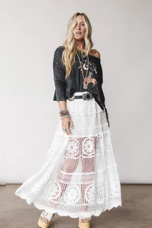 Boho Canyon Crochet Skirt - White