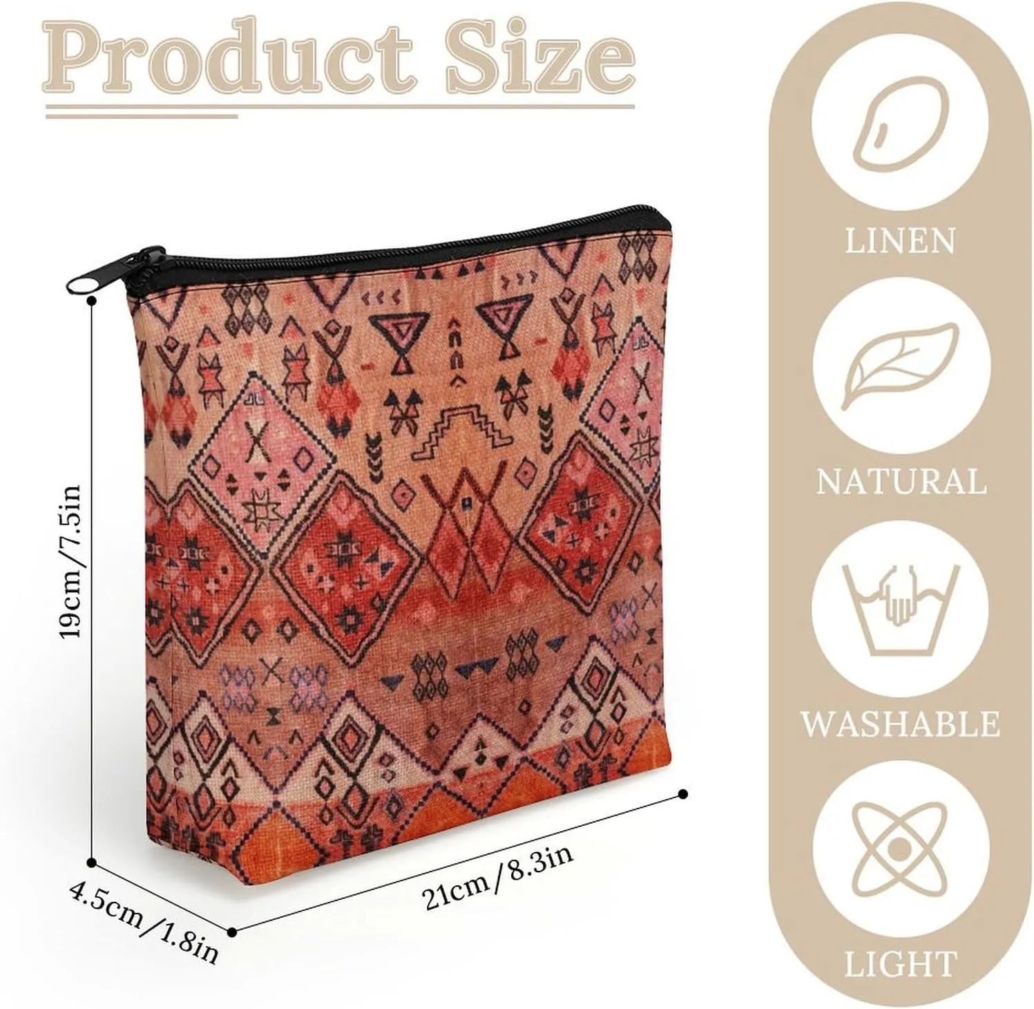 Boho Farmhouse Oriental Traditional Moroccan Style Cosmetic Bag Western Gifts Western Stuff Makeup Bag Gifts for Women Girls Daughter Sister Bestie Graduation Birthday Christmas Nurse Travel
