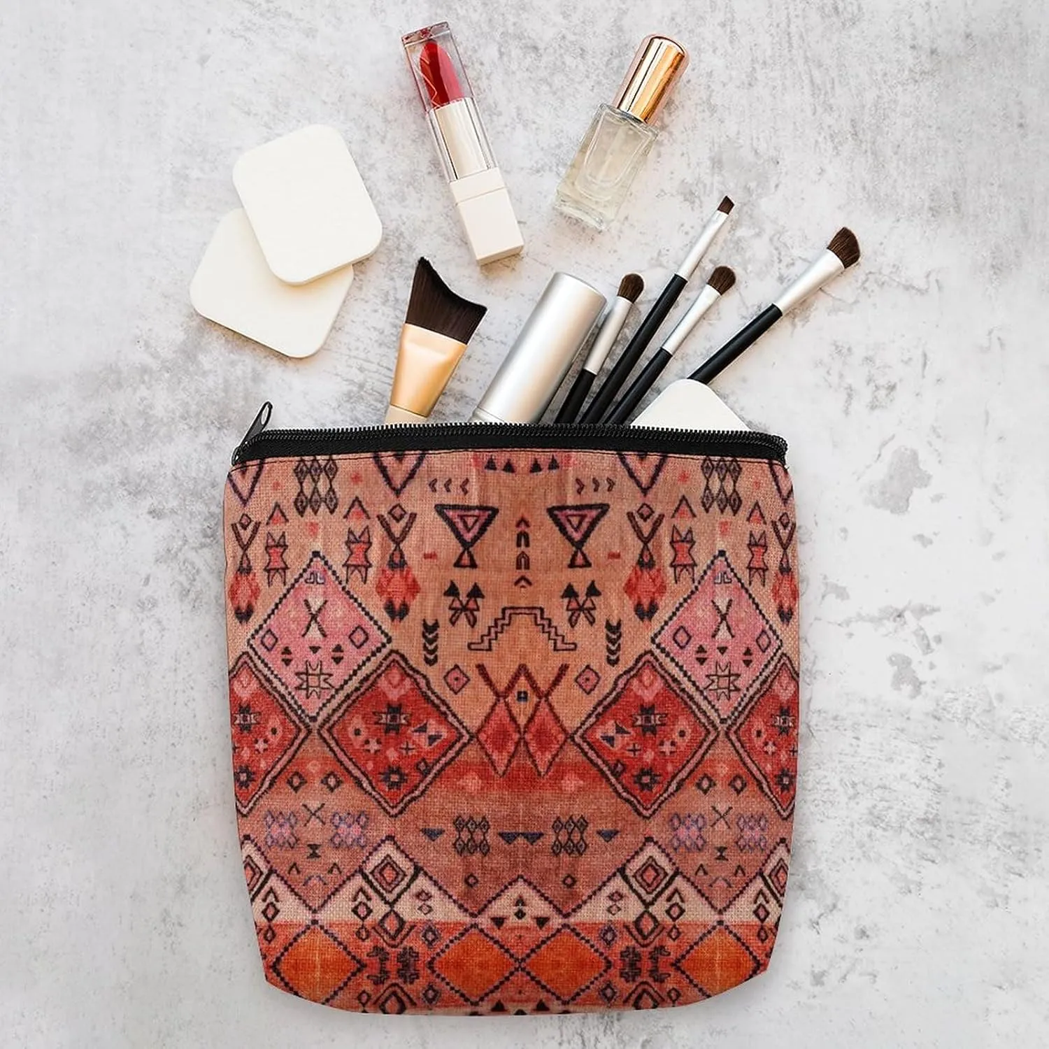 Boho Farmhouse Oriental Traditional Moroccan Style Cosmetic Bag Western Gifts Western Stuff Makeup Bag Gifts for Women Girls Daughter Sister Bestie Graduation Birthday Christmas Nurse Travel