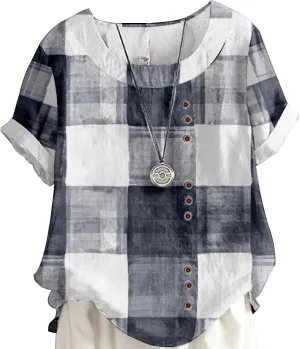 Boho Tops for Women Floral Shirts 2024 Summer Soft Cold Shoulder Short Sleeve Crew Neck Fashion T Shirts Blouse