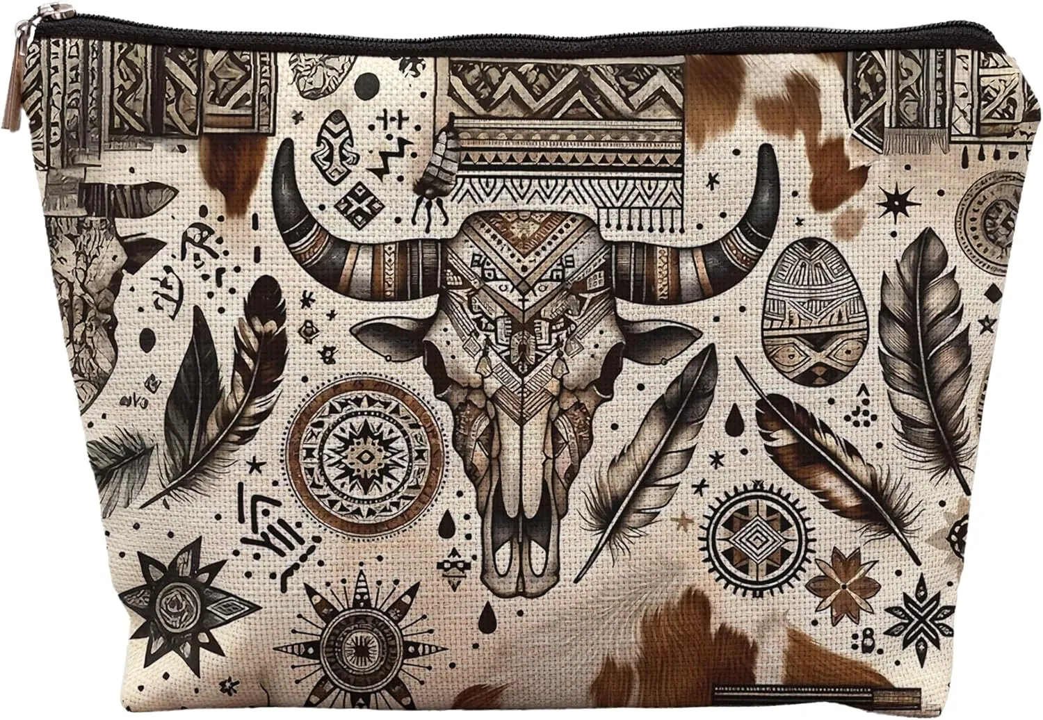 Boho Western Makeup Bag, Ethnic Western Southwestern Aztec Tribal Cosmetic Bag for Women, Cowgirl Gifts, Western Gifts for Women, Country Girl Gifts, Cowgirl Stuff, Western Makeup Pouch