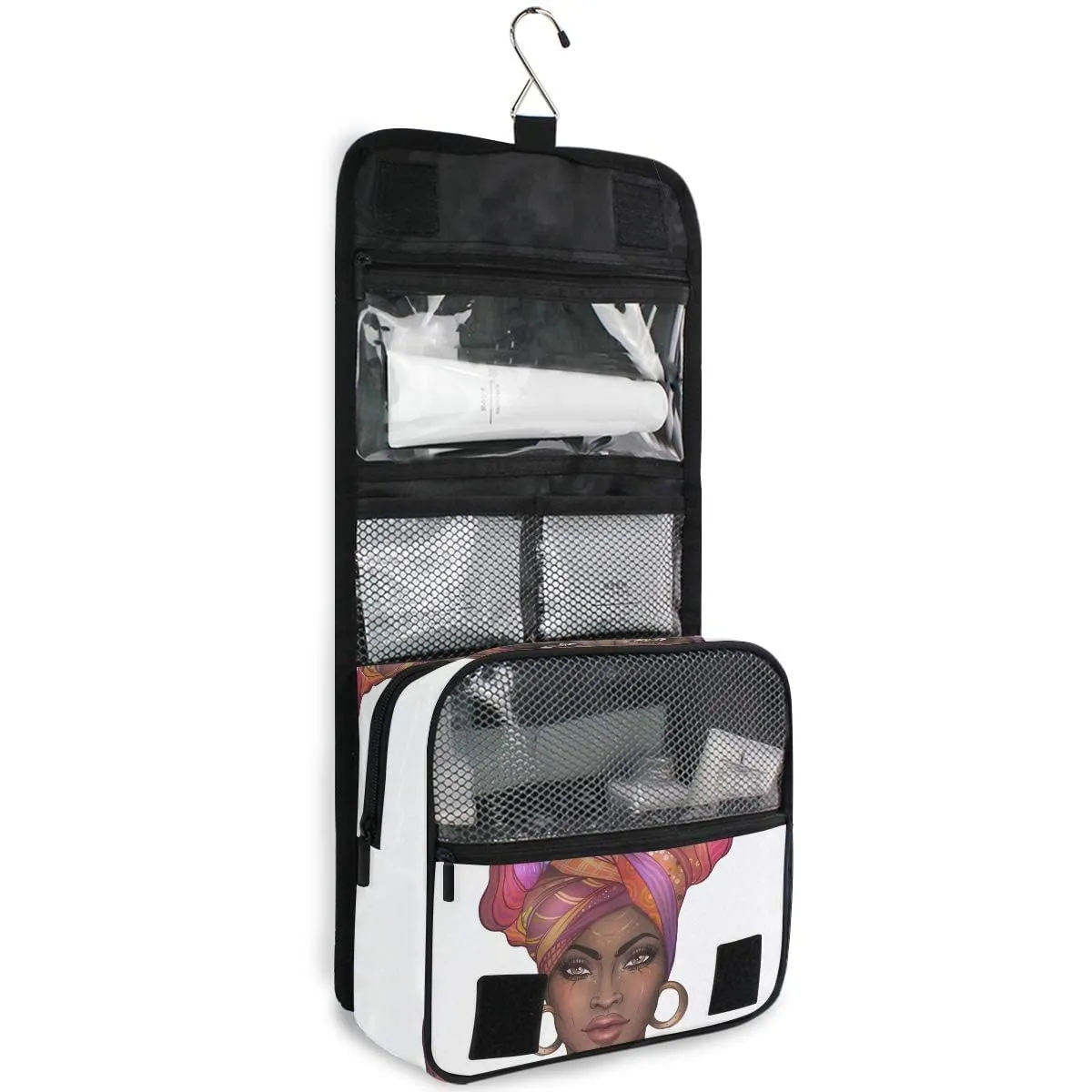 Bolaz Hanging Toiletry Bag African American Women Portable Cosmetic Makeup Travel Organizer for Men & Women with Sturdy Hook