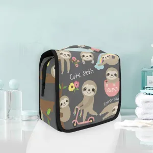 Bolaz Hanging Toiletry Bag Cute Sloth Portable Cosmetic Makeup Travel Organizer for Men & Women with Sturdy Hook