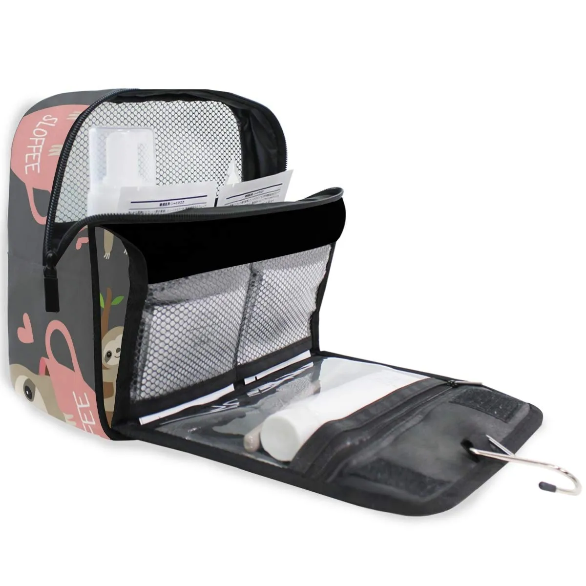 Bolaz Hanging Toiletry Bag Cute Sloth Portable Cosmetic Makeup Travel Organizer for Men & Women with Sturdy Hook