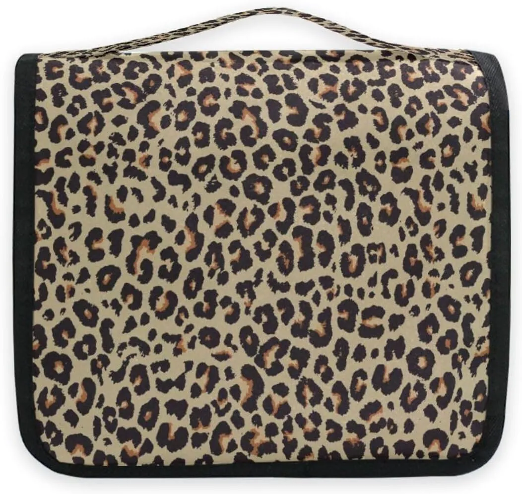 Bolaz Hanging Toiletry Bag Portable Cosmetic Makeup Cheetah Leopard Print Animal Skin Travel Organizer for Men & Women with Sturdy Hook