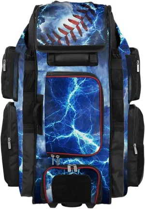 Boombah Superpack XL Rolling Bat Bag - 36" x 16" x 23.5" - The Natural Black/Red/White - Wheeled Version