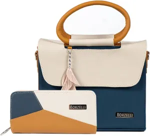 Borzelli. Fashion Purse and wallet Set for women made in Vegan Leather. 2 Pcs. Both include bag strap.
