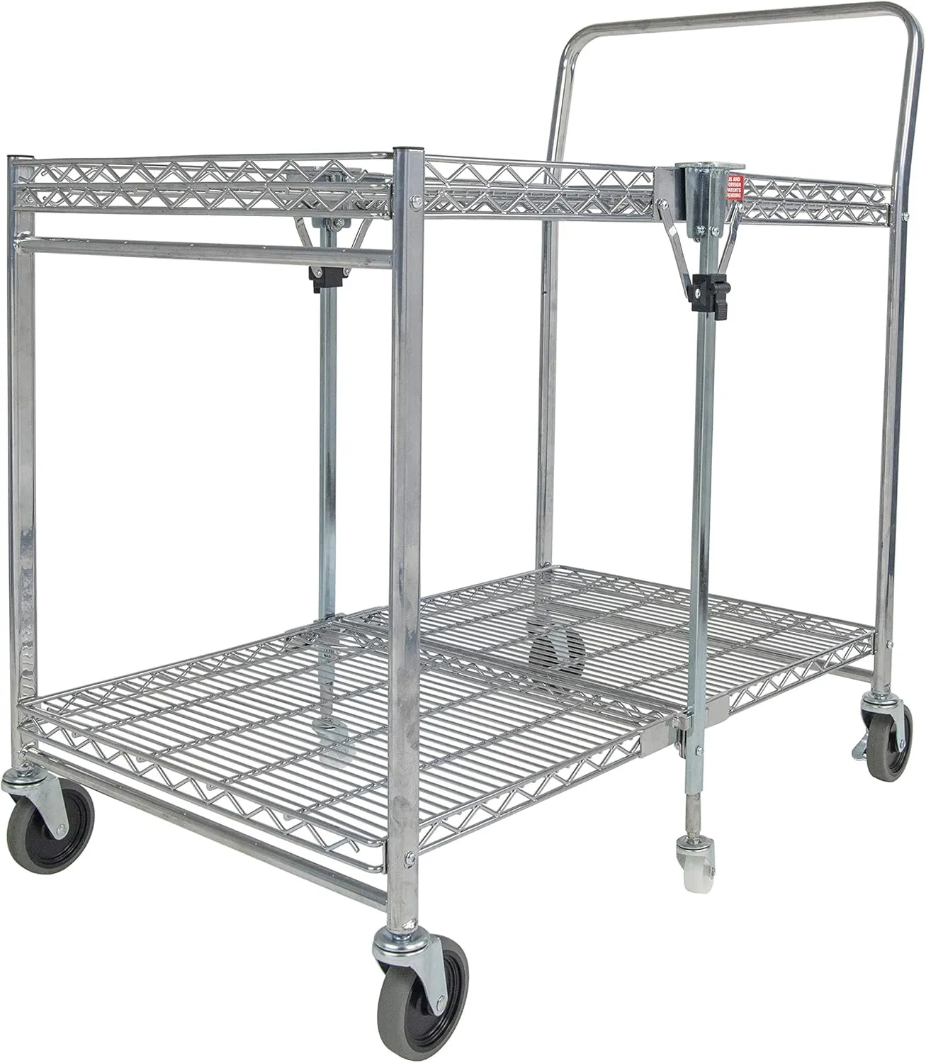 Bostitch Office Stowaway Folding Utility Cart, NSF Certified, Metal Heavy Duty Design, 23.5" x 37.5" x 39", Chrome