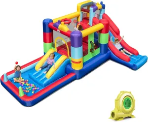 BOUNTECH Inflatable Bounce House with Ball Pit, Dual Slides Bouncy House for Kids 5-12 Indoor Outdoor Backyard Party Fun w/Blower, Toddler Jumper Bouncy Castle for Park Boys Girls Birthday Party Gift