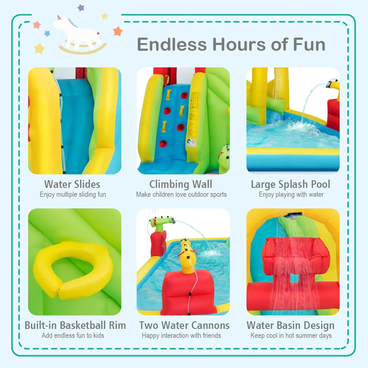 BOUNTECH Inflatable Water Slide, Mega Waterslide Park for Kids Backyard Family Fun with Splash Pool, Water Basin, Climbing, Blow up Water Slides Inflatables for Kids and Adults Outdoor Party Gifts