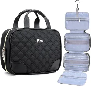 BOYATU Travel Toiletry Bag Hanging Makeup Bag: Large Capacity Makeup Bag Organizer - Portable Cosmetic Bags with Handle 02-Black-Nylon