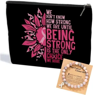 Breast Cancer Survivor Gifts for Woman Makeup Bag Get Well Soon Gifts for Women Makeup Pouch Breast Cancer Awareness Gifts Sunflower Gifts Cancer Care Gifts for Women Birthday Cosmetic Travel Bag