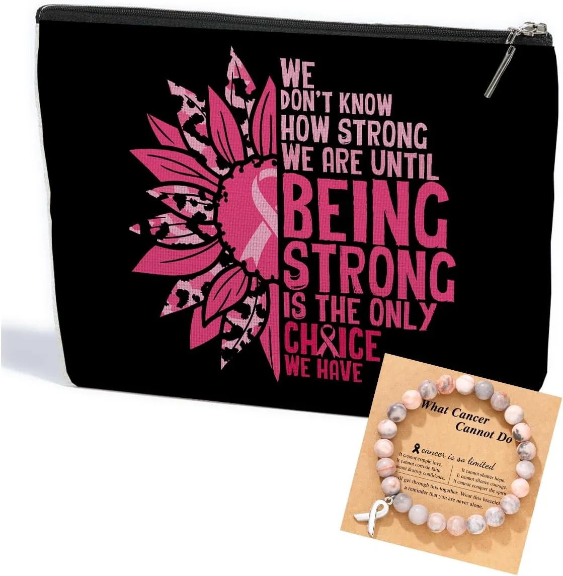 Breast Cancer Survivor Gifts for Woman Makeup Bag Get Well Soon Gifts for Women Makeup Pouch Breast Cancer Awareness Gifts Sunflower Gifts Cancer Care Gifts for Women Birthday Cosmetic Travel Bag