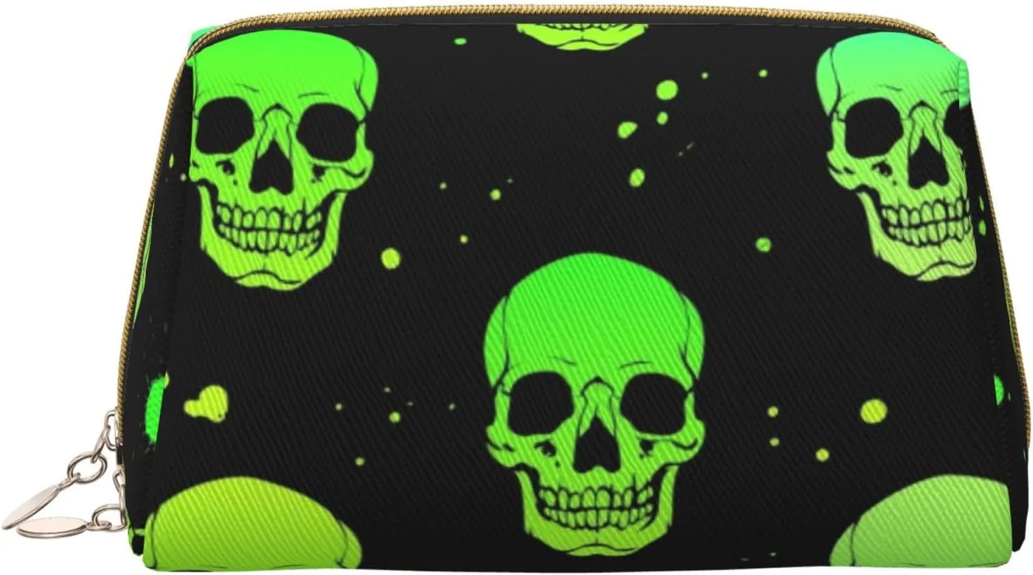Bright And Toxic Acidic Skulls Makeup Bag Large Makeup Bag Zipper Pouch Travel Cosmetic Organizer For Women