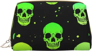 Bright And Toxic Acidic Skulls Makeup Bag Large Makeup Bag Zipper Pouch Travel Cosmetic Organizer For Women