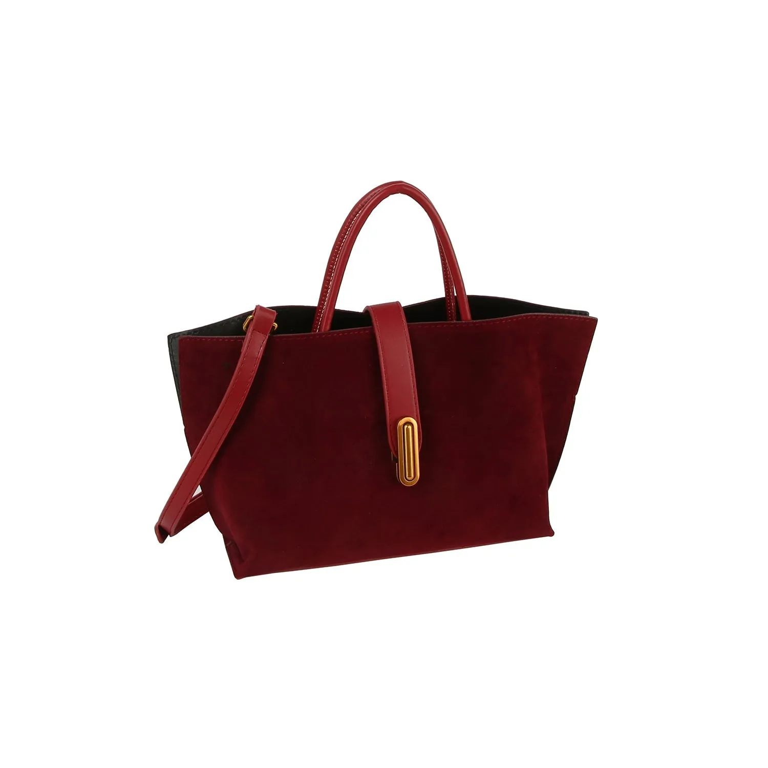 Bronze Latch Suede Mini Tote