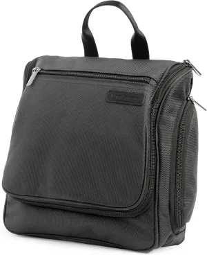 Brookstone Travel Toiletries Bag with Hanging Hook - Large Multi Functional Carrying Toiletry Pouch for Vacations, Airplanes, Trains, Buses, and Cars, Dark Grey